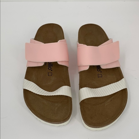 Birkenstock Papillio Clara slide sandal cork pink white double strap new 43 12